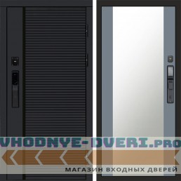 Входная дверь  Smart (Смарт) Black Line Зеркало 27 Grey Софт